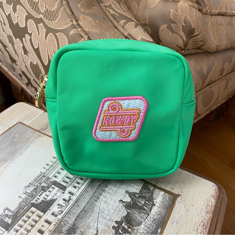 Stoney Clover Lane “Howdy” Green & Pink Mini Pouch - Excellent